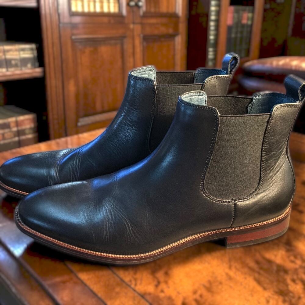 Men's 10.5 BLAKE MCKAY Stewart Black Italian Leather Chelsea Boots EUC